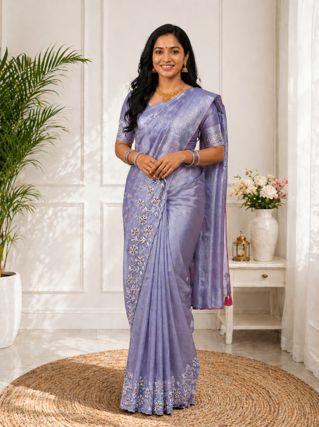 Premium Organza Silk Embroidered Saree – Elegant Pastel Party & Wedding Wear